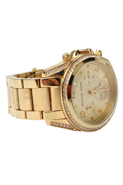 Michael Kors Womens Gold Tone Crystal Blair MK-5166 Quartz Watch 39mm