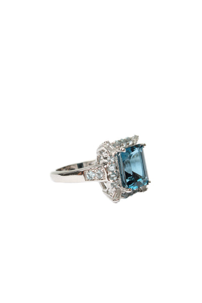TGGC Womens 925 Silver London Blue + Light Blue Topaz Cocktail Ring Sz 7 5.4g