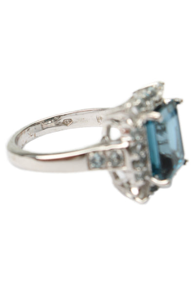 TGGC Womens 925 Silver London Blue + Light Blue Topaz Cocktail Ring Sz 7 5.4g
