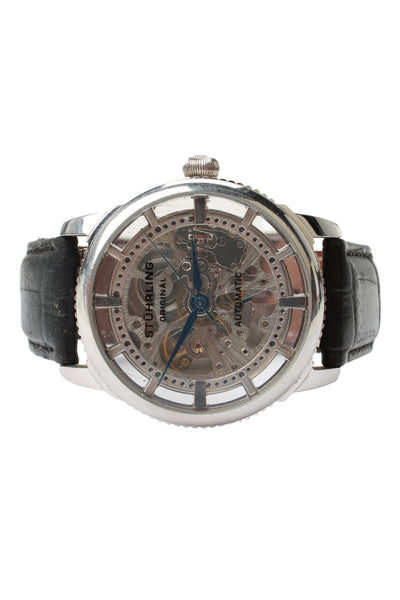 Stuhrling Mens Stainless Steel Skeleton ST-90050 Automatic Watch 44mm