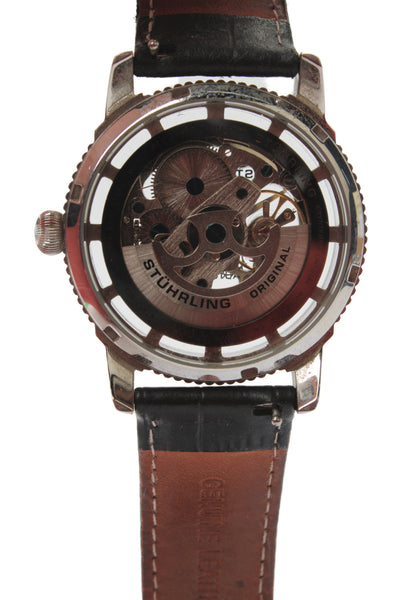 Stuhrling Mens Stainless Steel Skeleton ST-90050 Automatic Watch 44mm