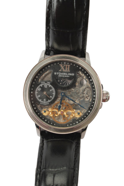 Stuhrling Mens Stainless Steel Dual Time ST-91015 Automatic Watch 42mm
