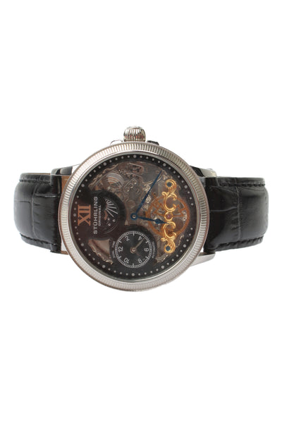 Stuhrling Mens Stainless Steel Dual Time ST-91015 Automatic Watch 42mm