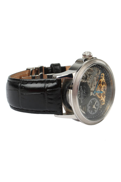 Stuhrling Mens Stainless Steel Dual Time ST-91015 Automatic Watch 42mm