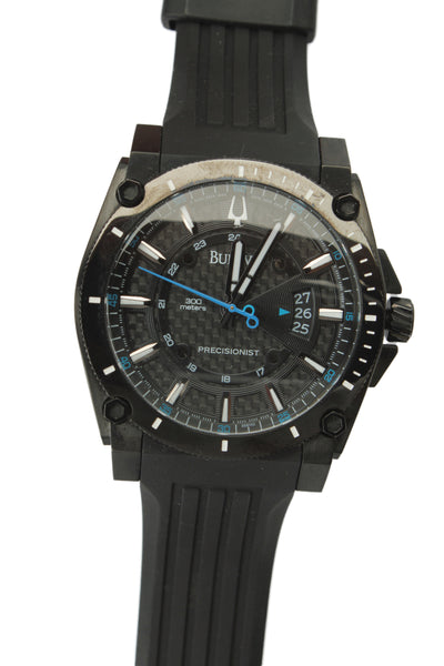 Bulova Mens Black Stainless Steel Precisionist C960944 Quartz Watch 47mm