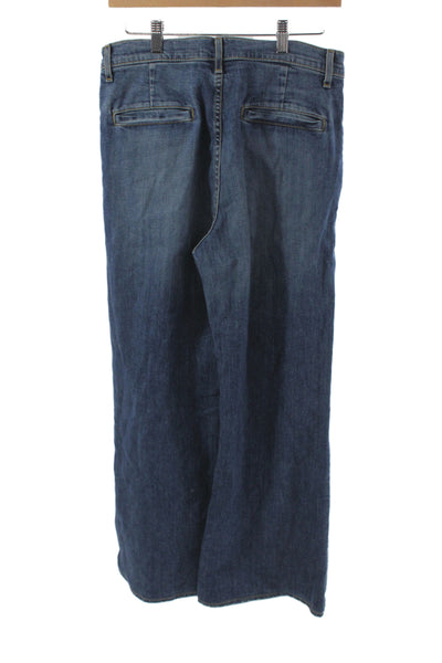 Nili Lotan Women Wide-Leg Jeans Blue High Rise Cotton Size 30