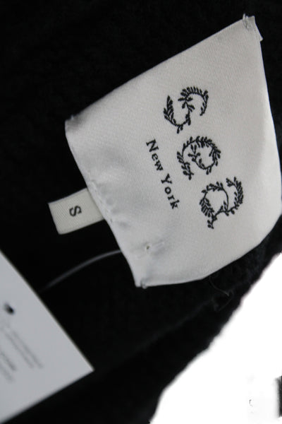 Sea Womens Cardigan Collared Merino Wool Black Long Sleeve Preppy Size S