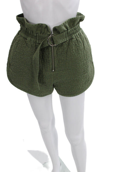Sea Women Paperbag Shorts Green Cotton Tie Waist Size 4