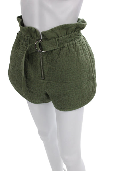 Sea Women Paperbag Shorts Green Cotton Tie Waist Size 4