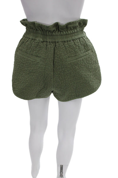 Sea Women Paperbag Shorts Green Cotton Tie Waist Size 4