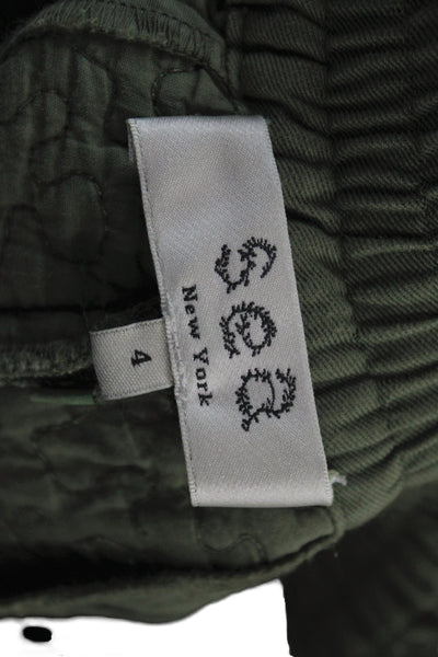 Sea Women Paperbag Shorts Green Cotton Tie Waist Size 4