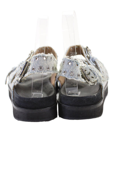 Isabel Marant Womens Denim Double Buckle Slingbacks Sandals Shoes Blue Size 8