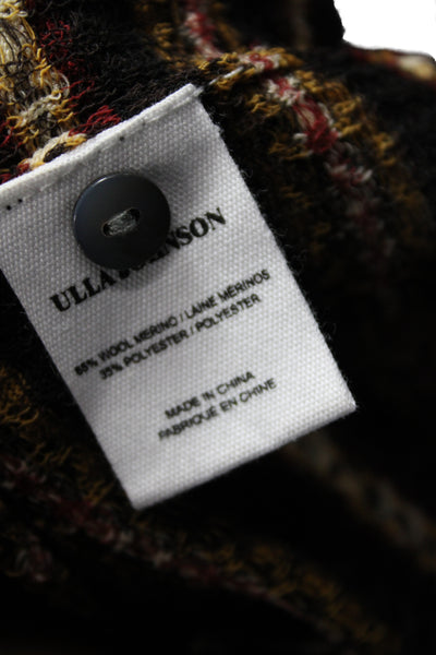 Ulla Johnson Women Henley Striped Brown Merino Wool Sweater Size S