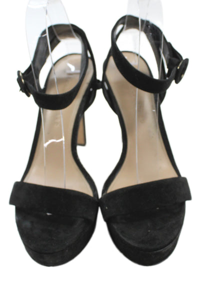 Veronica Beard Womens Suede Ankle Strap Platform Heels Shoes Black Size 8M