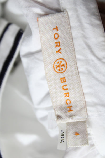 Tory Burch Women White Cotton Tunic Blouse Long Sleeve Round Neck Size 4