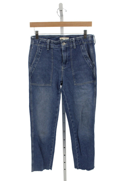 Maje Women Cropped Blue Mid Rise Cotton Jeans Size 36