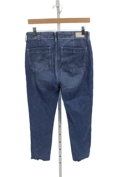 Maje Women Cropped Blue Mid Rise Cotton Jeans Size 36