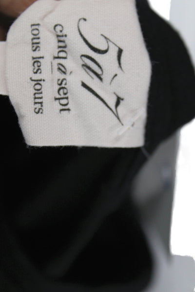 Cinq à Sept Women Basic Black Cotton Round Neck Short Sleeve T-Shirt Size XS