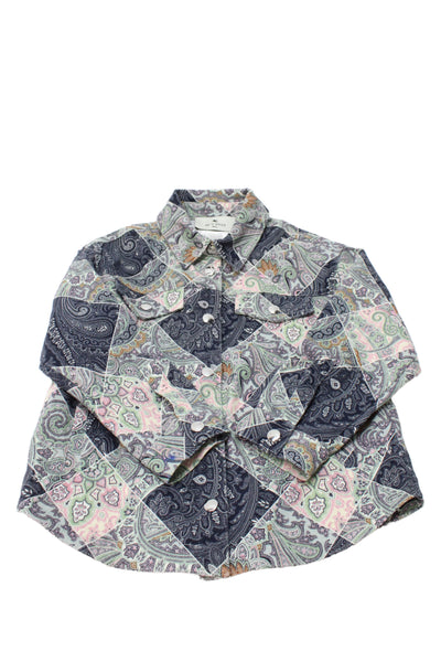 Etro Milano Girls Cotton Paisley Print Jacket Navy Size 6
