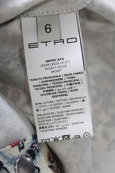 Etro Milano Girls Cotton Floral Print Jacket Multicolor Size 6