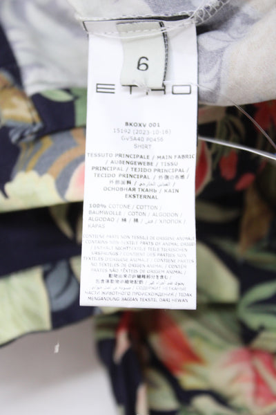 Etro Milano Girls Cotton Floral Blouse Top Multicolor Size 6