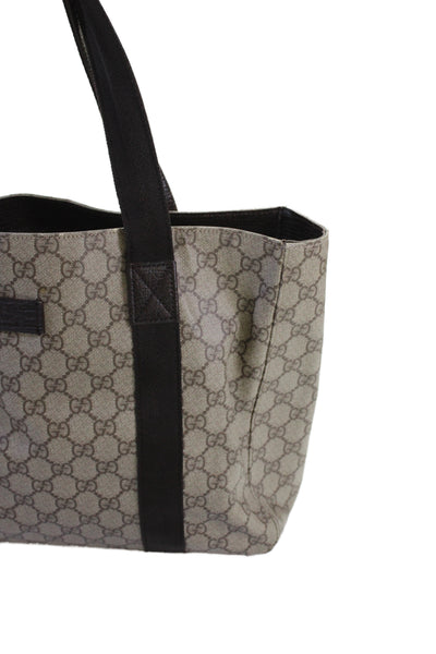 Gucci Womens GG Coated Canvas Monogram Supreme Tote Handbag Brown