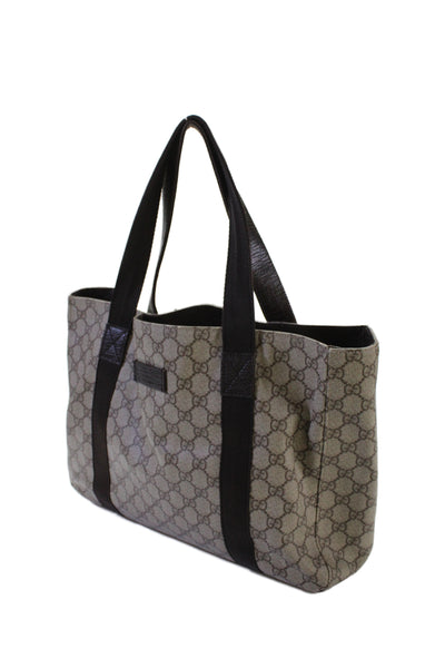 Gucci Womens GG Coated Canvas Monogram Supreme Tote Handbag Brown