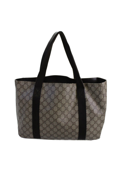 Gucci Womens GG Coated Canvas Monogram Supreme Tote Handbag Brown