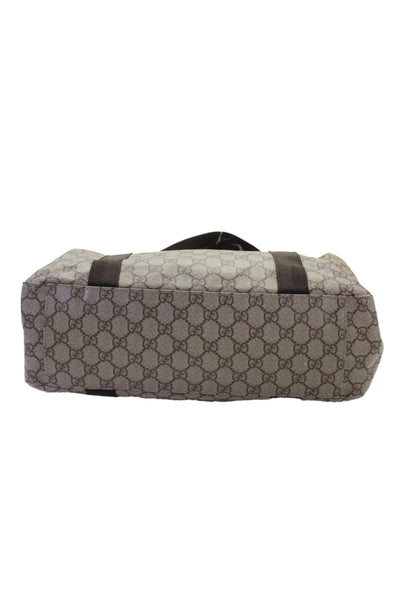 Gucci Womens GG Coated Canvas Monogram Supreme Tote Handbag Brown