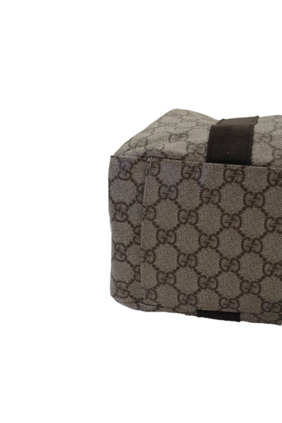 Gucci Womens GG Coated Canvas Monogram Supreme Tote Handbag Brown
