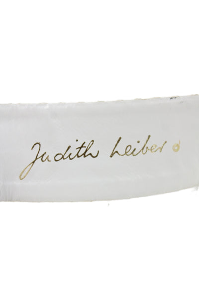 Judith Leiber Womens Leather Snakeskin Print Gemstone Belt White Size One Size
