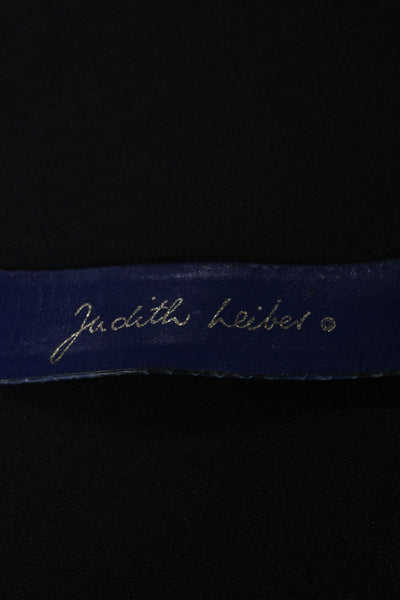 Judith Leiber Womens Leather Snakeskin Print Gold Tone Belt Blue Size One Size