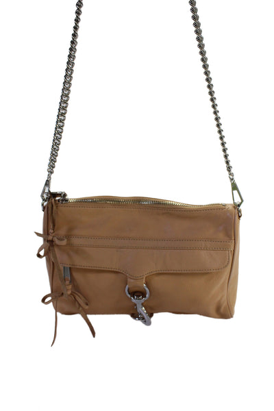 Rebecca Minkoff Womens Single Strap Zip Top Pocket Front Shoulder Handbag Brown
