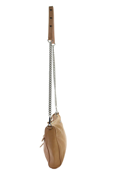 Rebecca Minkoff Womens Single Strap Zip Top Pocket Front Shoulder Handbag Brown