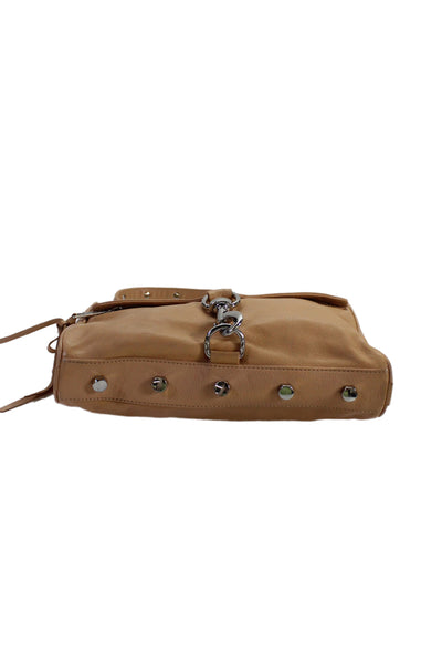 Rebecca Minkoff Womens Single Strap Zip Top Pocket Front Shoulder Handbag Brown