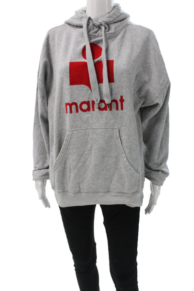 Isabel Marant Etoile Womens Pullover Hoodie Gray Cotton Blend High Neck Size 34