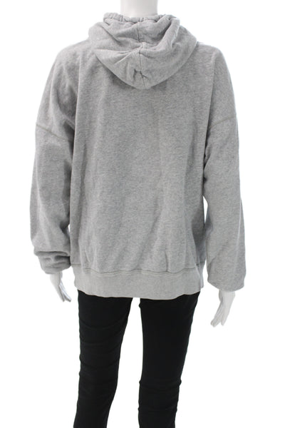 Isabel Marant Etoile Womens Pullover Hoodie Gray Cotton Blend High Neck Size 34