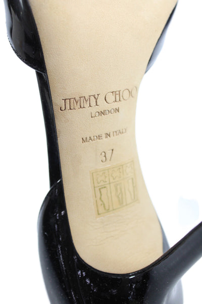 Jimmy Choo Womens Patent Leather Peep Toe D'Orsay Heels Shoes Black Size 7