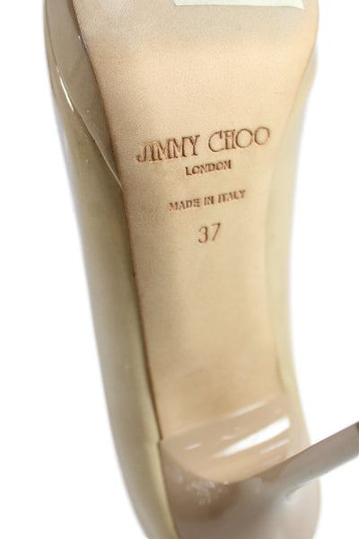 Jimmy Choo Womens Patent Leather High Heels Pumps Shoes Nude Size 7B