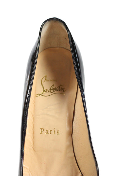 Christian Louboutin Womens Patent Leather Simple Pumps Shoes Black Size 7