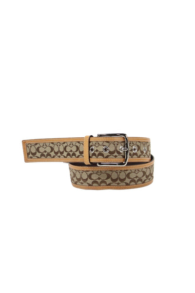 Coach Womens Leather Trim Monogram Print Belt Brown Size Small