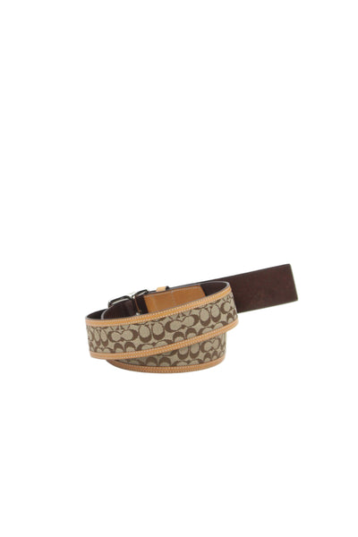 Coach Womens Leather Trim Monogram Print Belt Brown Size Small