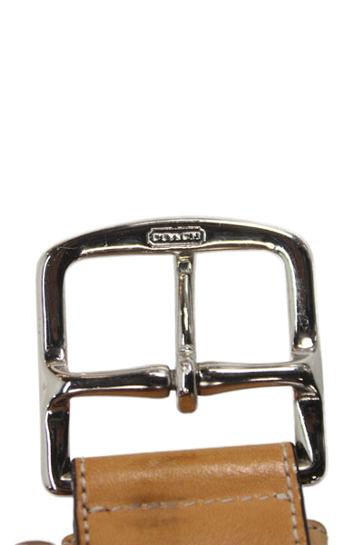 Coach Womens Leather Trim Monogram Print Belt Brown Size Small