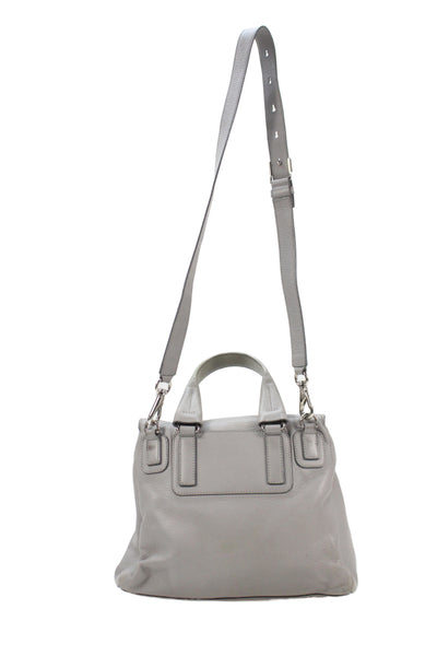 Givenchy Womens Leather Flap Zip Detail Top Handle Crossbody Handbag Gray