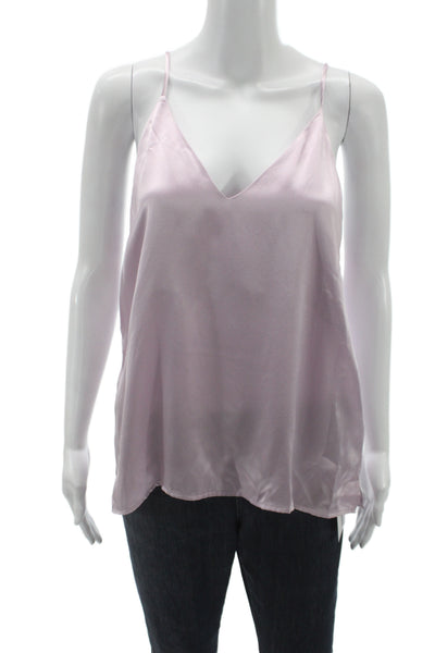 Anine Bing Womens Silk Camisole Pink V-Neck Sleeveless Solid Size L