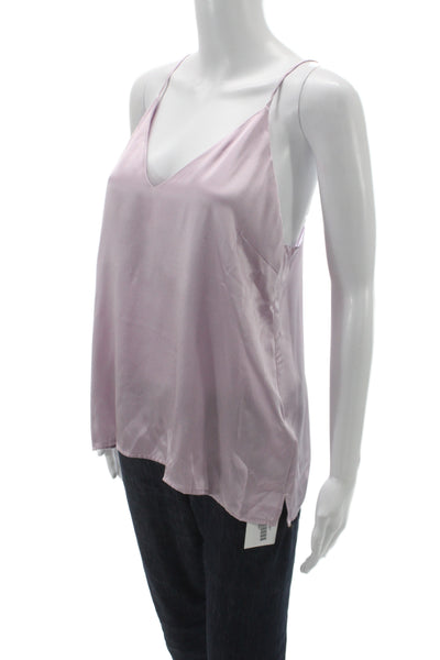 Anine Bing Womens Silk Camisole Pink V-Neck Sleeveless Solid Size L
