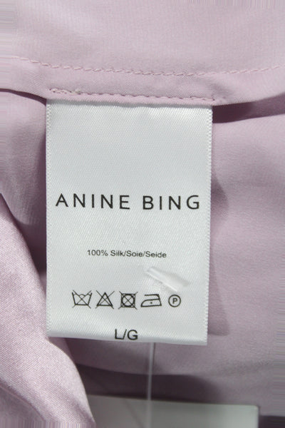 Anine Bing Womens Silk Camisole Pink V-Neck Sleeveless Solid Size L