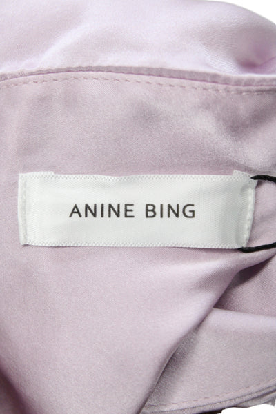Anine Bing Womens Silk Camisole Pink V-Neck Sleeveless Solid Size L