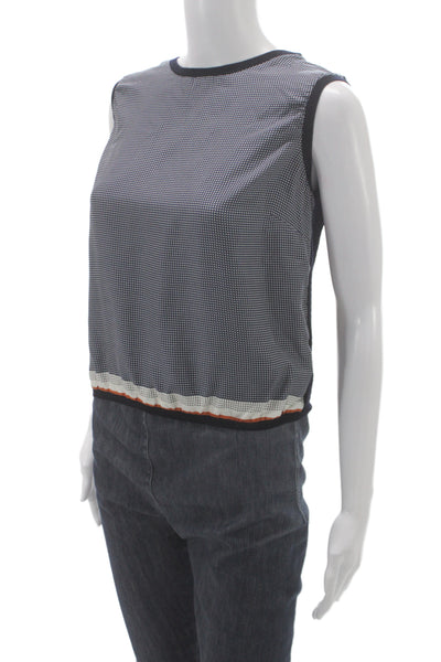 Valentino Women Basic Knit Polka Dot Sleeveless Crew Neck Tank Black Size S