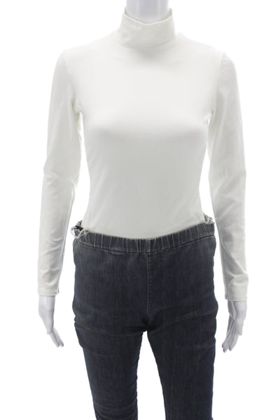 Reformation Womens Basic Mock Neck White Long Sleeve T-Shirt Size S